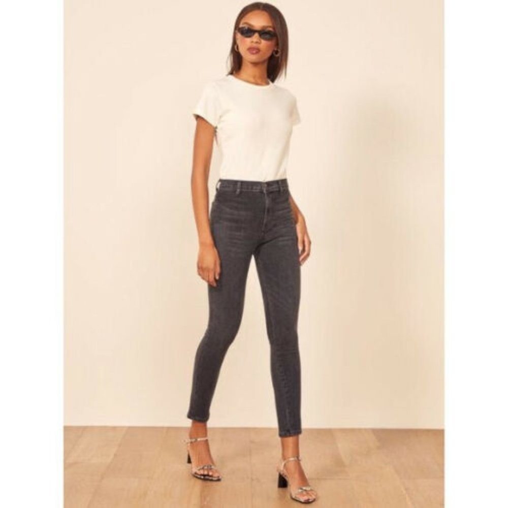 Reformation Size 29 High & Skinny Jeans Gibson Wash 27 Inseam Ash Gray